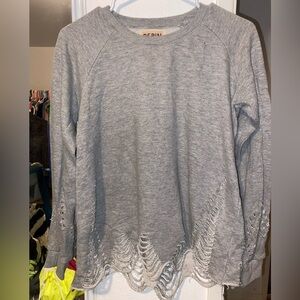 Pepin Crewneck Cutout Distressed Grey Sweatshirt‎